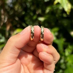 18K Gold Plated Stainless Steel Dainty Diamond Hoop Earrings